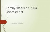 Family Weekend 2014 Assessment Presented by: Jared Cates.