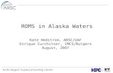 ROMS in Alaska Waters Kate Hedstrom, ARSC/UAF Enrique Curchitser, IMCS/Rutgers August, 2007.
