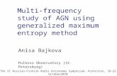 Anisa Bajkova Pulkovo Observatory (St. Petersburg) Multi-frequency study of AGN using generalized maximum entropy method The XI Russian-Finnish Radio Astronomy.