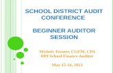 SCHOOL DISTRICT AUDIT CONFERENCE BEGINNER AUDITOR SESSION Michele Tessner, CGFM, CPA DPI School Finance Auditor May 15-16, 2013.