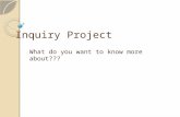 Inquiry Project What do you want to know more about???