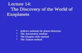 Lecture 14: The Discovery of the World of Exoplanets Indirect methods for planet detection The Astrometric method The Doppler shift method The Transit.