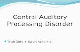 1 Central Auditory Processing Disorder Trish Doty + Sarah Ackerman.