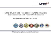 1 MHS Business Process Transformation DoD Electronic Health Record Modernization RADM Raquel Bono, MC, USN “Medically Ready Force…Ready Medical Force”