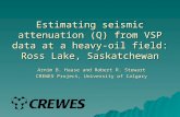 Estimating seismic attenuation (Q) from VSP data at a heavy-oil field: Ross Lake, Saskatchewan Arnim B. Haase and Robert R. Stewart CREWES Project, University.