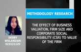 DEBBY WULANDARI 023121120 METHODOLOGY RESEARCH THE EFFECT OF BUSINESS VALUATION, FIRM SIZE AND CORPORATE SOCIAL RESPONSIBILITY (CSR) TO VALUE OF THE FIRM.