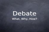 Debate What, Why, How?. What do you think debating is?