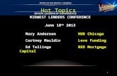 1 Hot Topics Mary AndersonHUD Chicago Cortney MauldinLove Funding Ed TellingsRED Mortgage Capital MIDWEST LENDERS CONFERENCE June 18 th 2013.