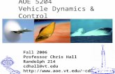 AOE 5204 Vehicle Dynamics & Control Fall 2006 Professor Chris Hall Randolph 214 cdhall@vt.edu cdhall.