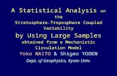 A Statistical Analysis on the Stratosphere-Troposphere Coupled Variability by Using Large Samples obtained from a Mechanistic Circulation Model Yoko NAITO.