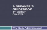 A SPEAKER’S GUIDEBOOK 4 TH EDITION CHAPTER 1 Why Study Public Speaking?