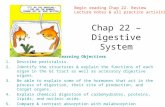 Chap 22 – Digestive System Learning Objectives 1.Describe peristalsis. 2.Identify the structures & explain the functions of each organ in the GI tract.
