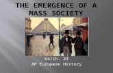 U4/Ch. 23 AP European History.  Dramatic population growth between 1850-1910  Excess labor forced to emigrate  Rural  Urban  Europe  Americas