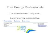 1 Pure Energy Professionals The Renewables Obligation A commercial perspective.