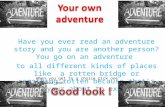 Have you ever read an adventure story and you are another person? You go on an adventure to all different kinds of places like a rotten bridge or something.
