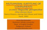 MUTLIMODAL SUBTITLING OF COMPLIMENTS a cross-lingusitic perspective What Women Want MUTLIMODAL SUBTITLING OF COMPLIMENTS a cross-lingusitic perspective.