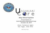 UNCLASSIFIED Way Ahead Update Presentation to DoD Metadata Working Group October 20, 2011 UCore Technical Agent Ken Fagan, DISA EE31.