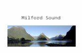 Milford Sound. Location of Milford Sound Milford Sound is a fjord (drowned glacial valley) in the Southland region in the southwest of the South Island.