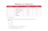 Maths in Python [ slide 5 ] 1.Copy the table 2.Race a friend with a calculator to see whether Python is faster than a calculator: a) 5 * 6.5 = b)7 / 3.