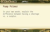 Pump Primer CHAPTER 4 In your own words, explain the difference between having a shortage vs. a surplus.