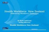 PREPARED BY Health Workforce New Zealand Addressing Workforce Challenges Dr Ruth Anderson Acting Director Health Workforce New Zealand.