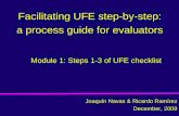 Facilitating UFE step-by-step: a process guide for evaluators Joaquín Navas & Ricardo Ramírez December, 2009 Module 1: Steps 1-3 of UFE checklist.