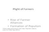 Plight of Farmers Rise of Farmer Alliances Formation of Populism **Print notes and bring to next class: Populism notes & notes for Gilded Age politics.