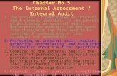 Chapter No 5 The Internal Assessment / Internal Audit 1.The process of performing an internal audit closely parallels to the process of performing an external.