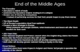 End of the Middle Ages The Crusades: stimulated a rebirth of trade weakened the Byzantine Empire; leading to it’s collapse Greater use of money for transactions.