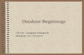 Database Beginnings CIS 121 – Computer Concepts II Instructor: Ron Christensen.