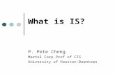 What is IS? P. Pete Chong Martel Corp Prof of CIS University of Houston-Downtown.