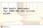 1 NPA Audit Outcomes for 2005/06 and action plans.