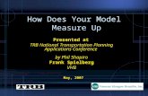 How Does Your Model Measure Up Presented at TRB National Transportation Planning Applications Conference by Phil Shapiro Frank Spielberg VHB May, 2007.