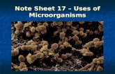 Note Sheet 17 – Uses of Microorganisms. What is a microorganism? Microorganism – a single-celled organism too small to see without the use of a microscope.