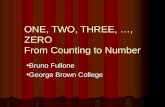 ONE, TWO, THREE, …, ZERO From Counting to Number Bruno Fullone George Brown College.