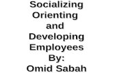 Socializing, Socializing Orienting and Developing Employees By: Omid Sabah.