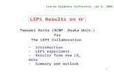 1 Tomoaki Hotta (RCNP, Osaka Univ.) for The LEPS Collaboration Cracow Epiphany Conference, Jan 6, 2005 Introduction LEPS experiment Results from new LD.
