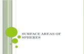 S URFACE A REAS OF S PHERES. Surface Area of a Sphere Find the surface area of the sphere. Round to the nearest tenth. S=4  r 2 Surface area of a sphere.