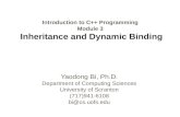 Introduction to C++ Programming Module 3 Inheritance and Dynamic Binding Yaodong Bi, Ph.D. Department of Computing Sciences University of Scranton (717)941-6108.
