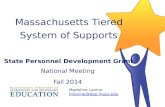 Massachusetts Tiered System of Supports State Personnel Development Grant National Meeting Fall 2014 Madeline Levine mlevine@doe.mass.edu.