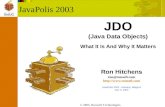 July 7-11, 2003  Portland, Oregon JDO (Java Data Objects) What It Is And Why It Matters Ron Hitchens ron@ronsoft.com  JavaPolis.