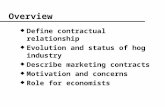 Overview uDefine contractual relationship uEvolution and status of hog industry uDescribe marketing contracts uMotivation and concerns uRole for economists.