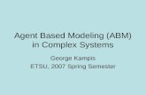 Agent Based Modeling (ABM) in Complex Systems George Kampis ETSU, 2007 Spring Semester.