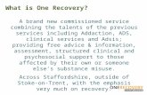 What is One Recovery? A brand new commissioned service combining the talents of the previous services including Addaction, ADS, clinical services and Adsis;