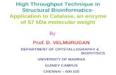 High Throughput Technique in Structural Bioinformatics- Application to Catalase, an enzyme of 57 kDa molecular weight By Prof. D. VELMURUGAN DEPARTMENT.