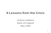 1 8 Lessons from the Crisis Andrew Haldane Bank of England May 2009.