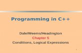 1 Programming in C++ Dale/Weems/Headington Chapter 5 Conditions, Logical Expressions.