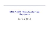 ENGR480 Manufacturing Systems Spring 2015. ENGR480 Manufacturing Systems Class MWF 10:00 (CSP165) Lab Thur 2:00 (KRH105) Read Syllabus for other info.
