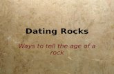 Dating Rocks Ways to tell the age of a rock. 2 Ways to Date Rocks:  Relative Dating:  Places events in geologic history in the proper order.  The basis.