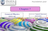 Foundation year Chapter 7 General Physics PHYS 101 Instructor : Sujood Alazzam 2015/2016 1.